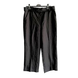 Club Monaco Black Linen Wide Leg Cropped Pants Size 10